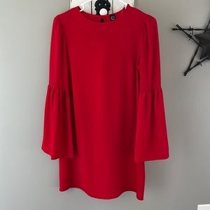 Red long bell sleeve style tunic/dress